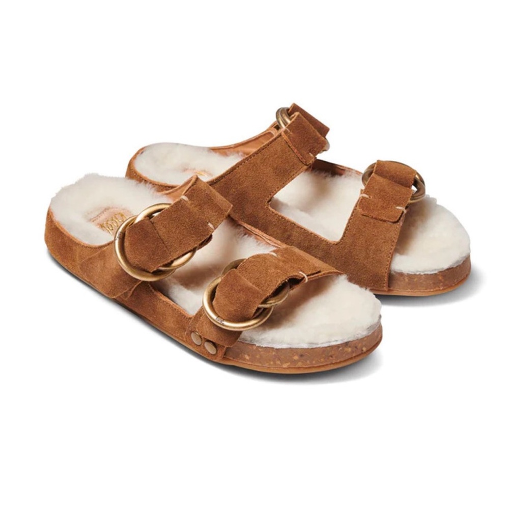 Beek sheerling and leather sandals size 7 NWT Color Chesnut
